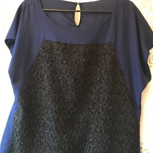 2x dress shirt royal blue with black